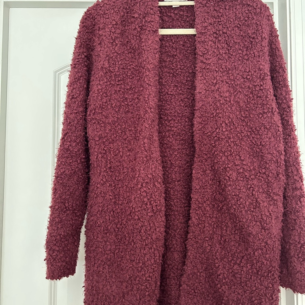 Knox Rose Textured Maroon Cardigan